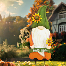 Herbstdeko Gartenzwerg Orange Sonnenblume Metall 68cm