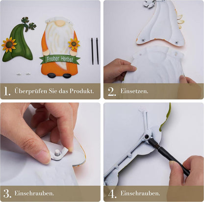 Herbstdeko Gartengnom Orange Sonnenblume Metall 68cm