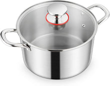 Kochtopf 20cm Edelstahl 3-Lagen Glasdeckel 3,3L Induktion