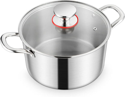 Kochtopf 20cm Edelstahl 3-Lagen Glasdeckel 3,3L Induktion