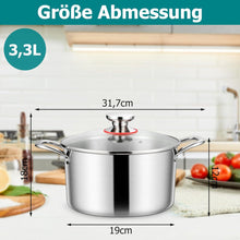 Homikit 20cm Kochtopf 3-Lagen Edelstahl Induktion Glasdeckel