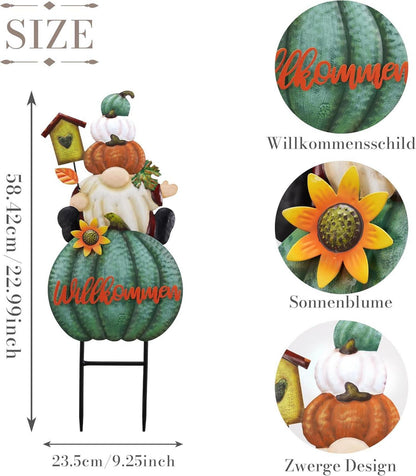 Herbstdeko Gartendeko GNOME Kürbis Gartenstatuen Metall Terrasse Hof