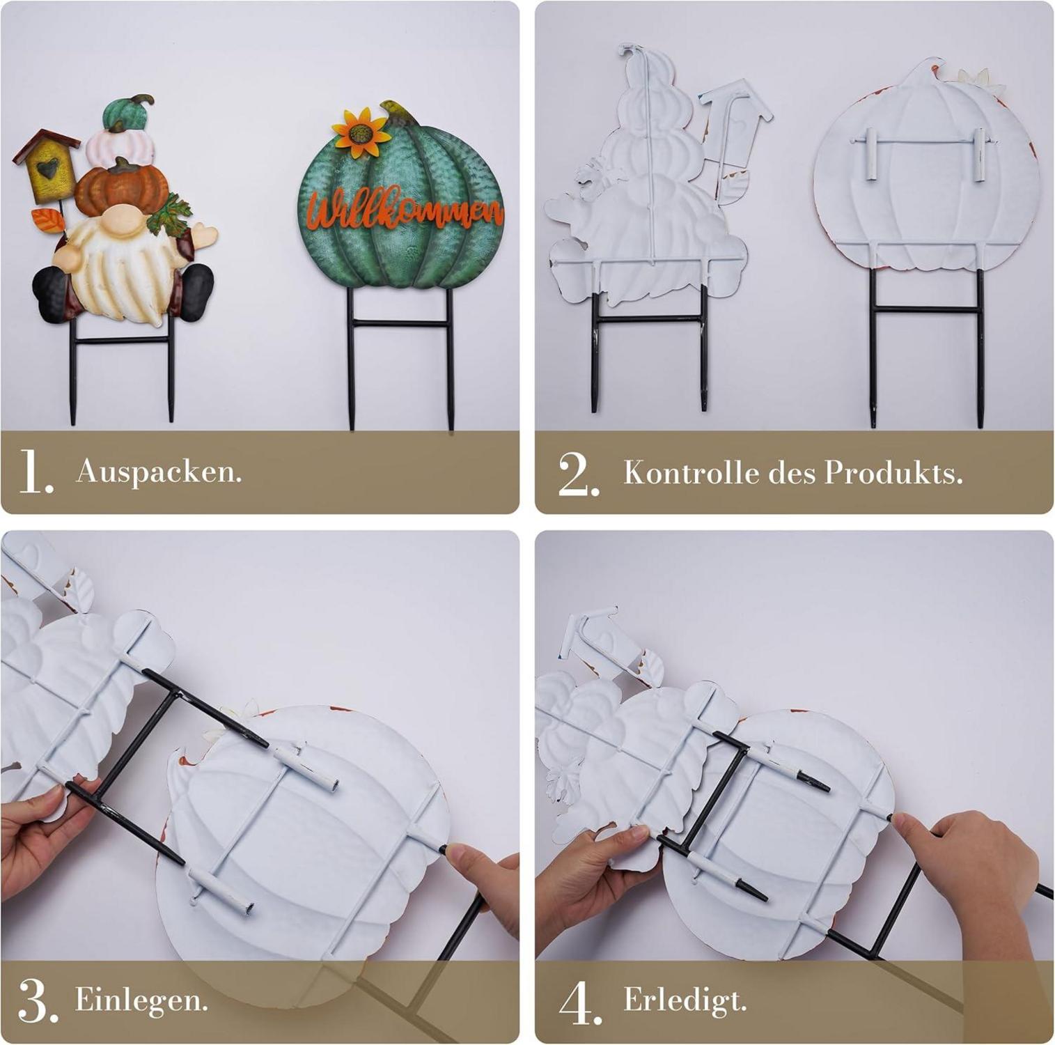 Herbstdeko Gartendeko für Draußen mit GNOME und Kürbis Gartenstatuen