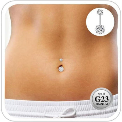 G23 Titan Bauchnabelpiercing Gold Silber 14G 12mm