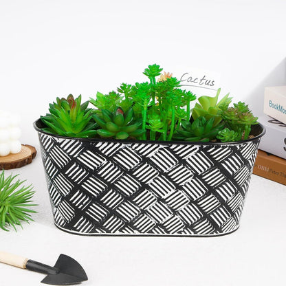 BOFUNX 2pcs Vintage Hängetöpfe Set für Balkon & Garten - Schwarze Diamantgitter Pflanztopf Blumentopf Hängend 27×14cm
