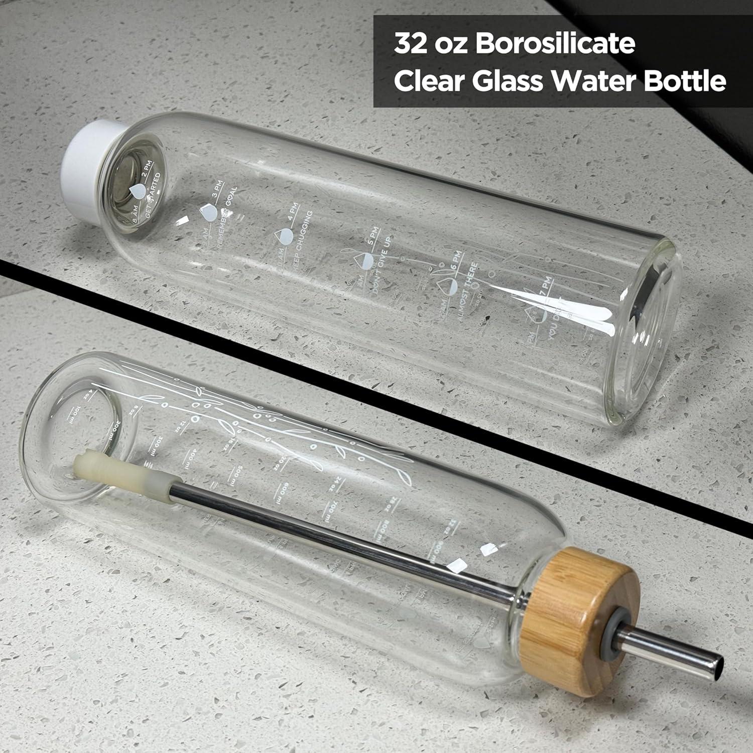 Wasserflasche mit Neoprenhülle und Bambusdeckel 900ml