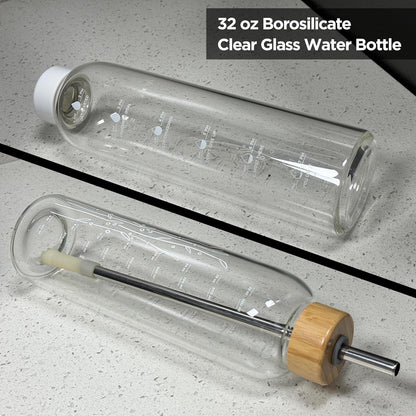 Wasserflasche mit Neoprenhülle und Bambusdeckel 900ml