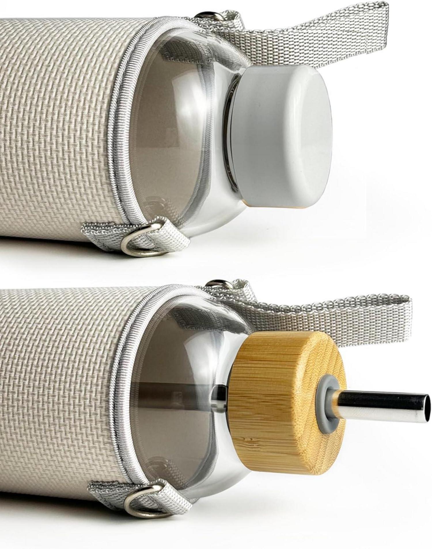 900ml Glasflasche mit 2 Deckeln | Sport Wasserflasche Neoprenhülle