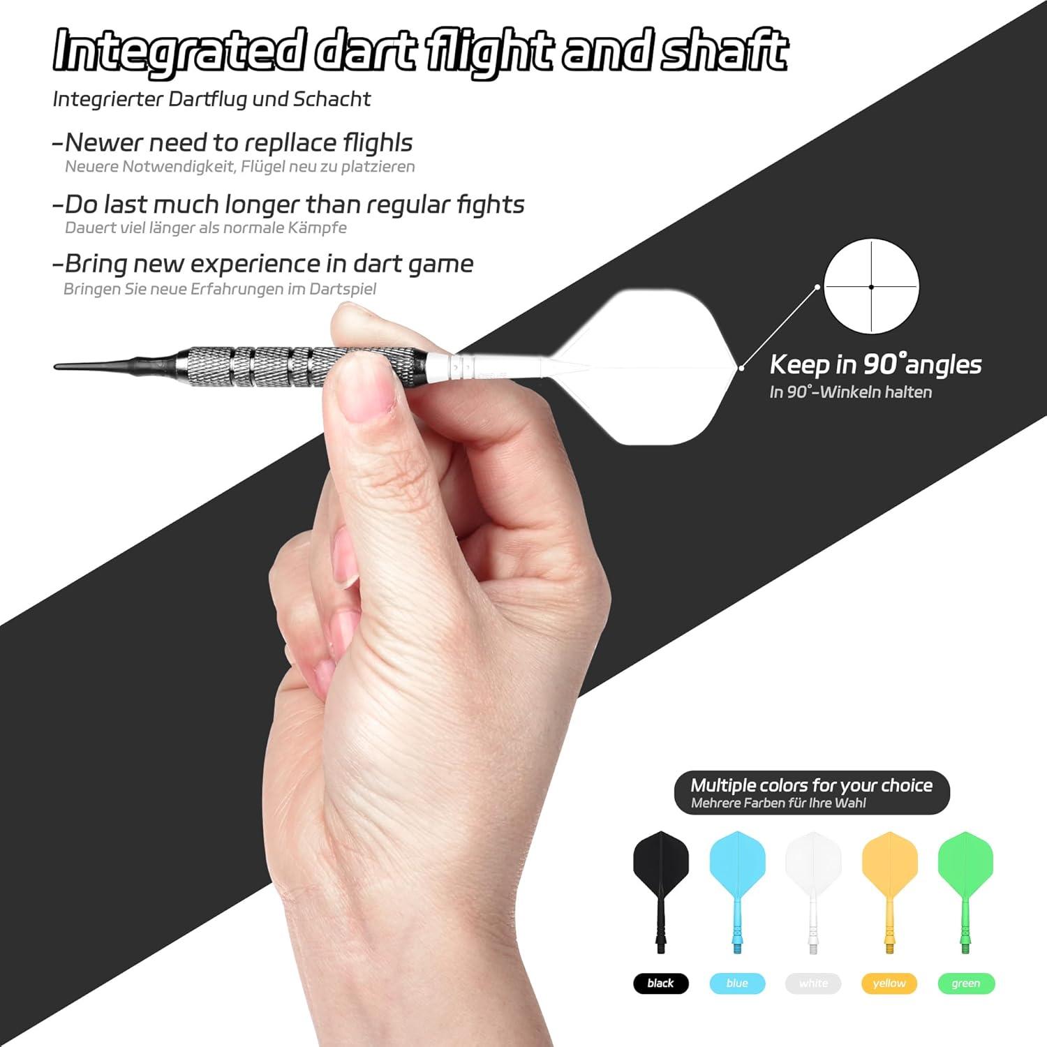 CyeeLife Dartschäfte Flights Zubehör 3er-Set Weiß-2BA Flexibel Dartpfeile