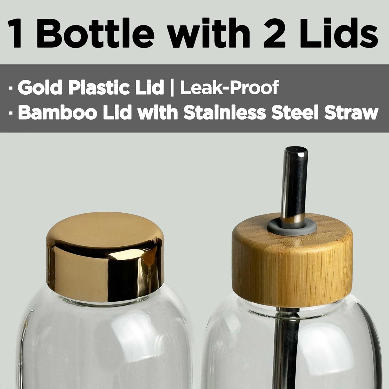 900 ml Glas Trinkflasche Sport Wasserflasche mit Neoprenhülle Gold Transparent