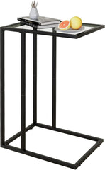 C-förmiger Beistelltisch Glas Schwarz Sofatisch Bett Couch Side Table