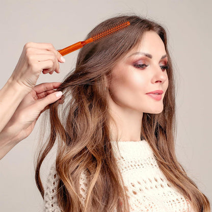 Mini Rundbürste für Haarstyling Lockenbürste Holzgriff Nylonborsten