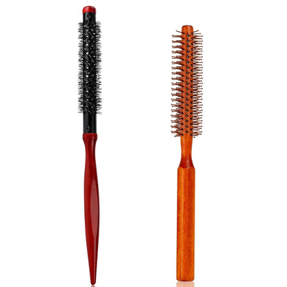 Mini Rundbürste für Haarstyling Lockenbürste Holzgriff Nylonborsten