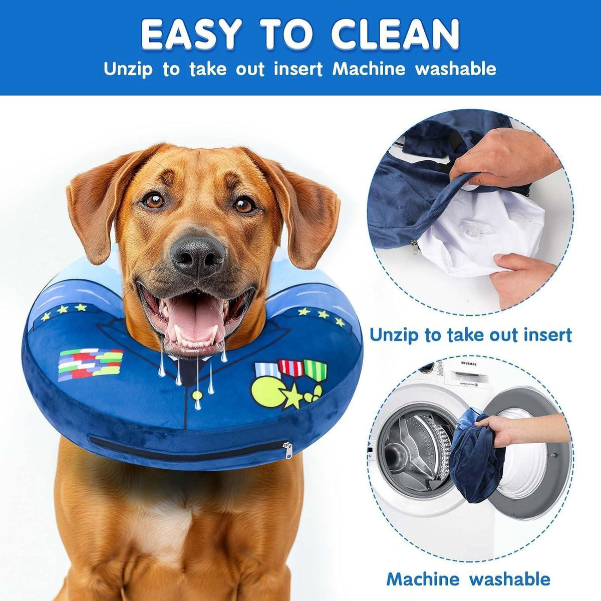 Hundehalskrause XL nautisch, Leckschutz für Genesung