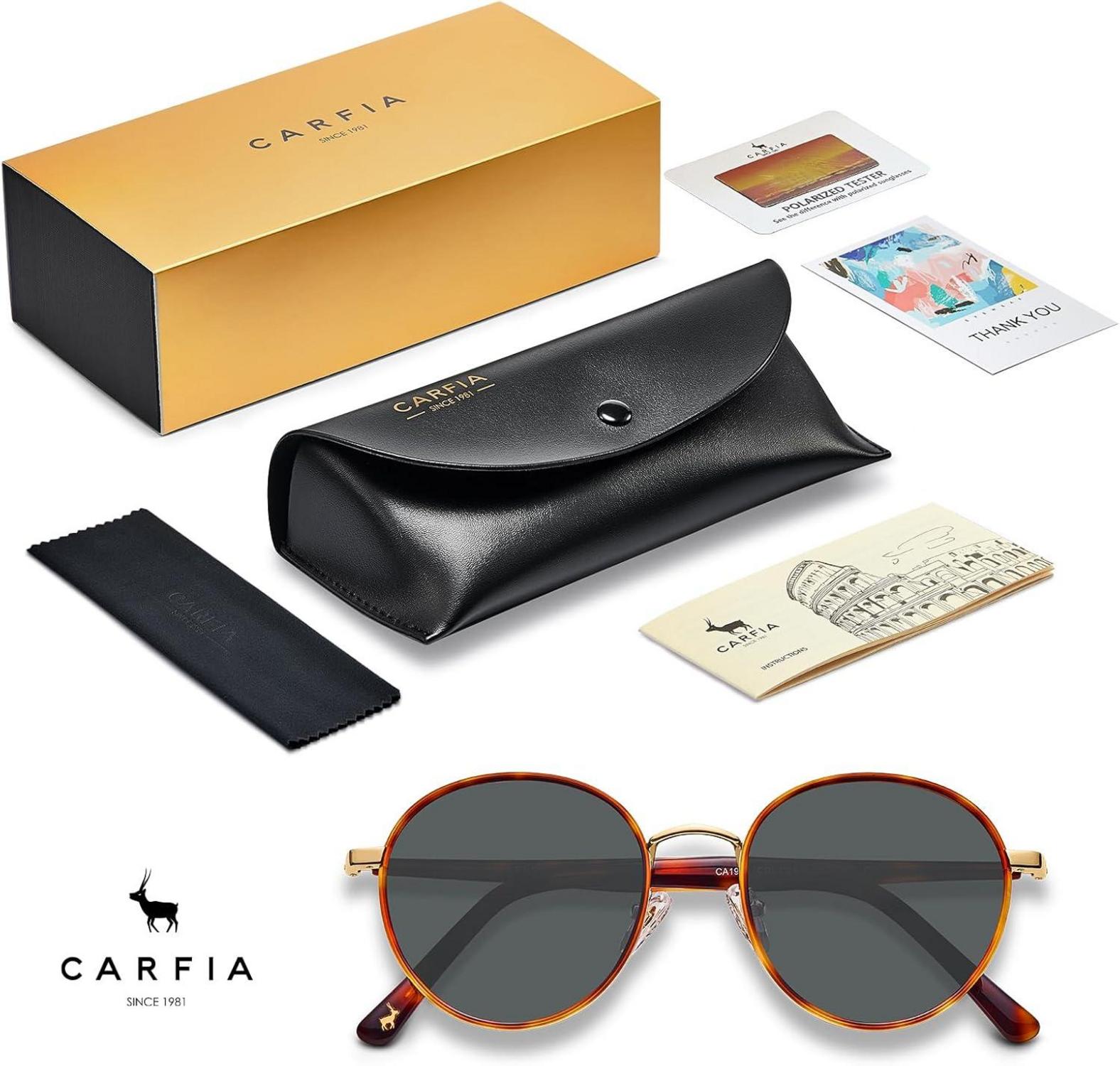 Vintage Runde Damen Sonnenbrille Polarisiert UV-Schutz mit Etui und