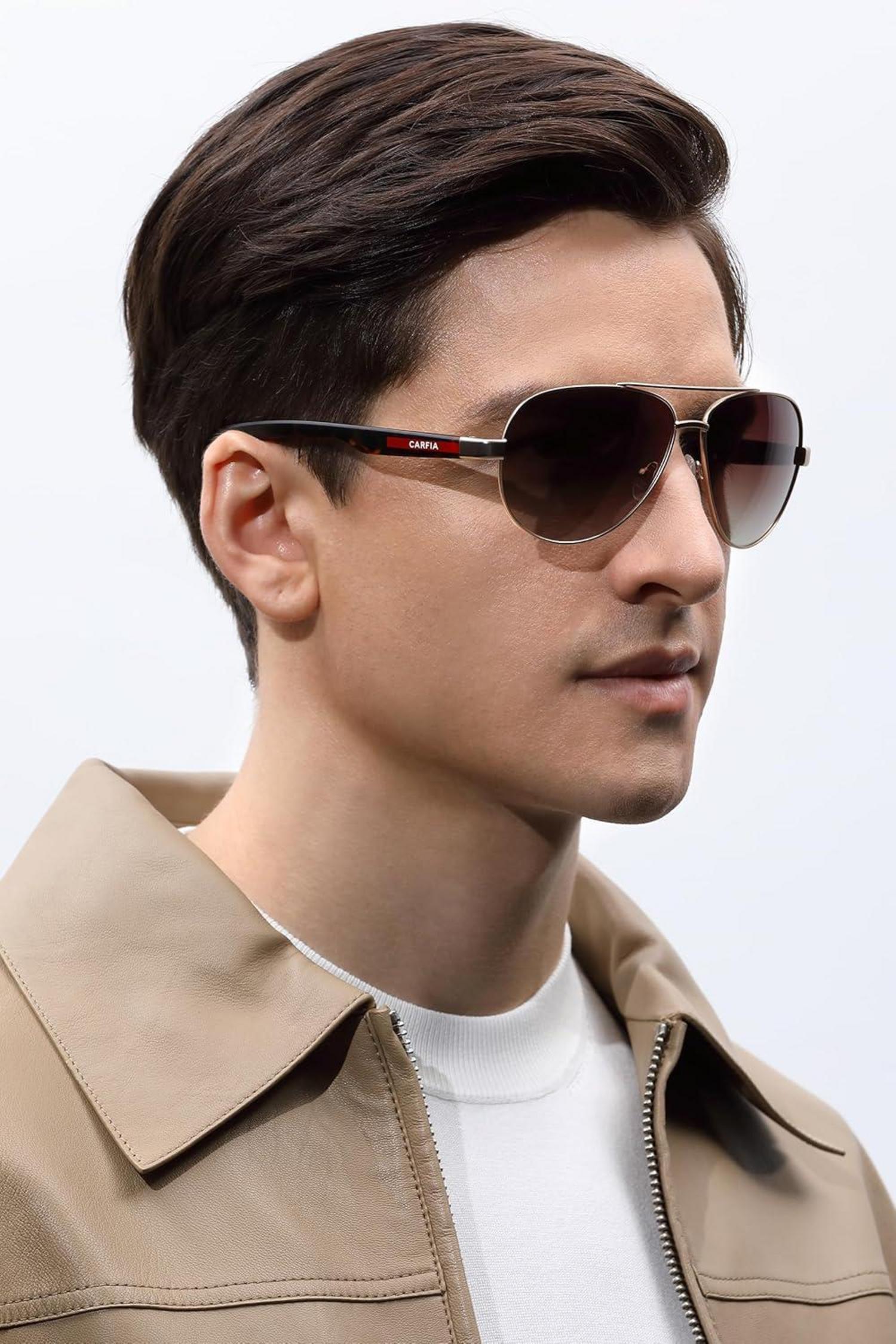 CARFIA Herren Polarisierte Pilotenbrille UV400 Sport Sonnenbrille