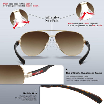 Pilotenbrille Herren UV400 polarisierte Sportbrille ultraleicht CA5391