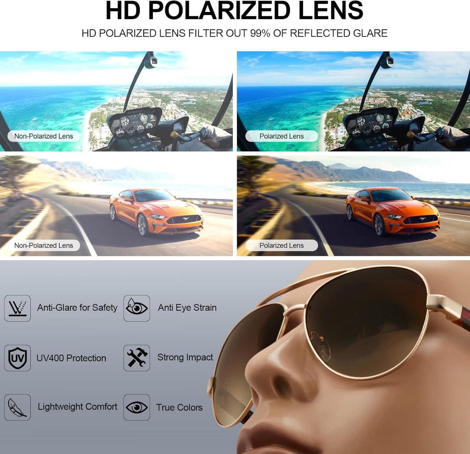 Herren Sonnenbrille Polarisiert Ultraleicht Metallrahmen UV400 CA5391