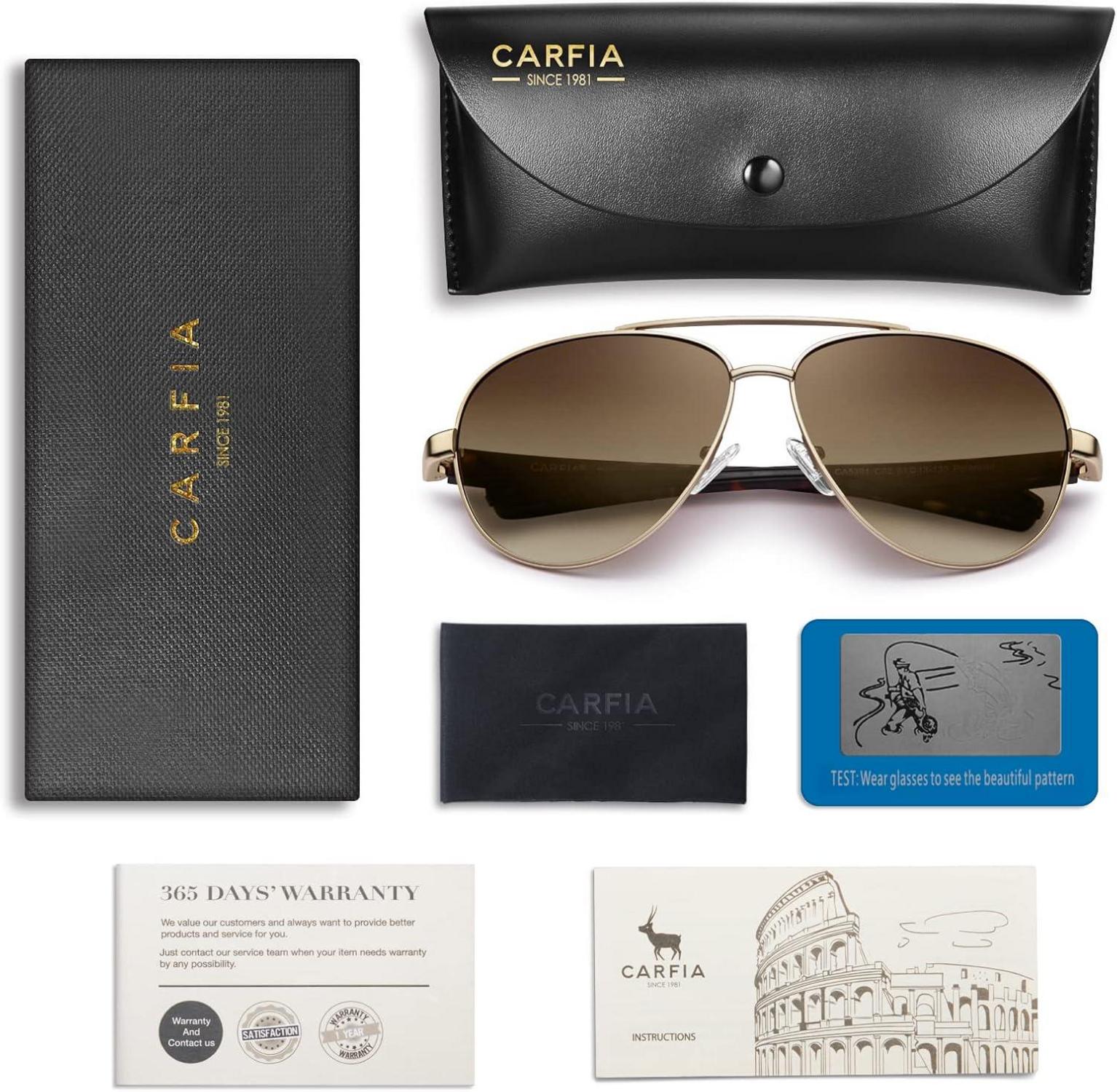 CARFIA Herren Polarisierte Pilotenbrille UV400 Sport Sonnenbrille