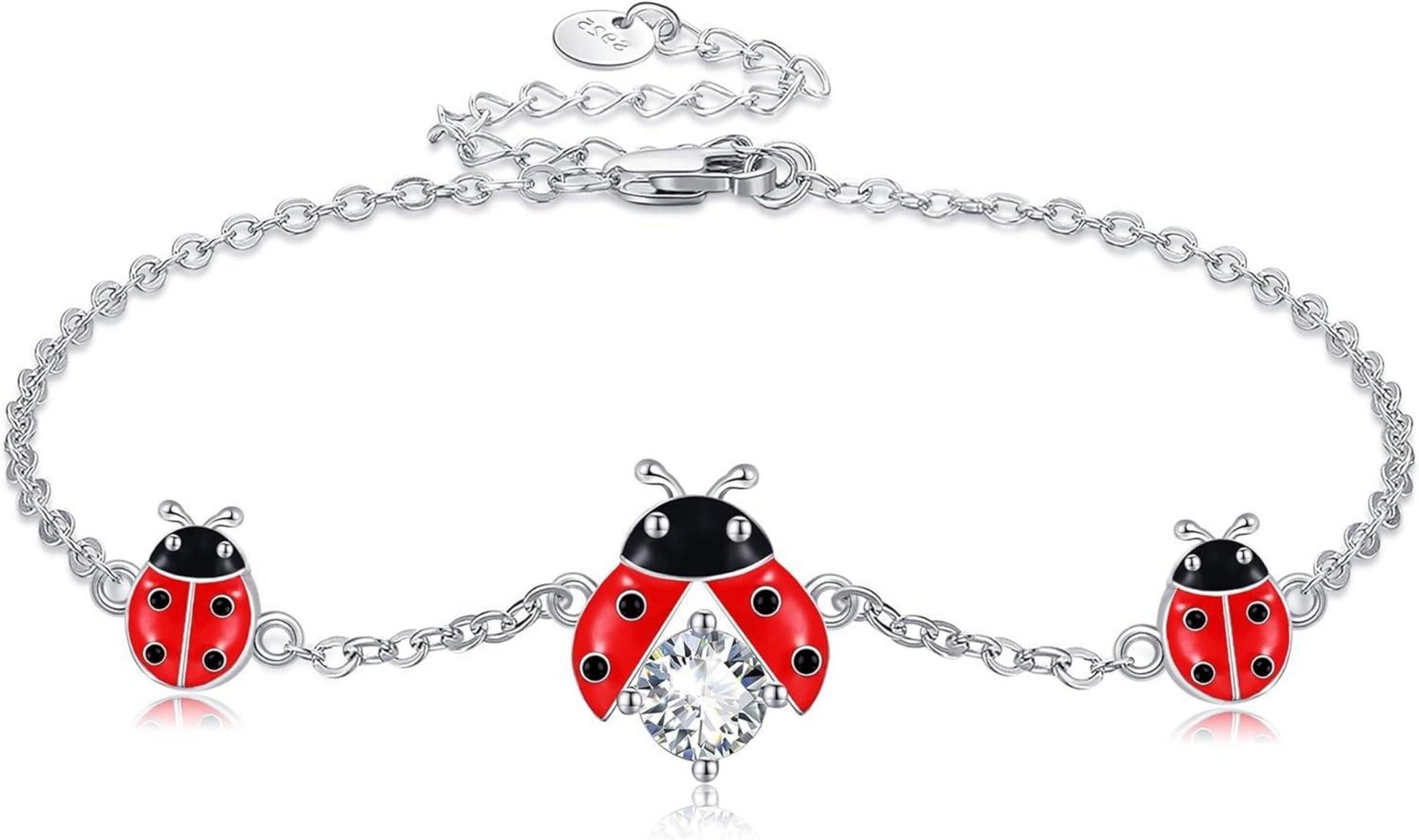 925 Sterling Silber Marienkäfer Armband Verstellbar für Damen