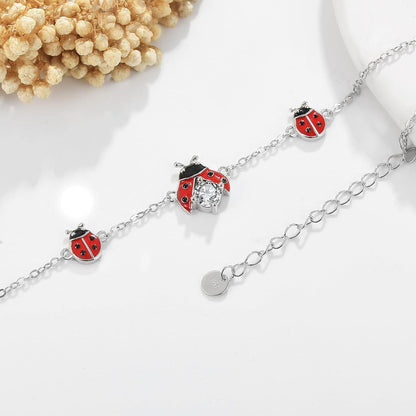 925 Sterling Silber Marienkäfer Armband Verstellbar für Damen