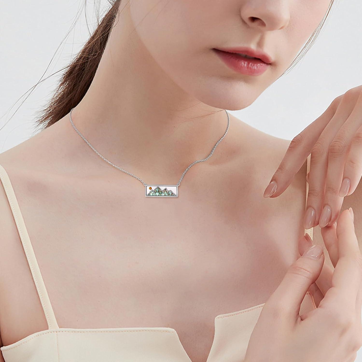 925 Sterling Silber Türkis Senfkorn Halskette für Frauen - Christlicher Glaube Schmuck