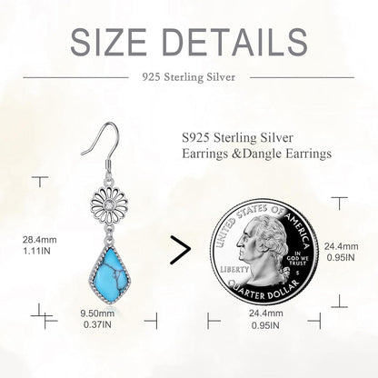 Western Gänseblümchen Cowgirl Türkis Ohrringe Sterling Silber