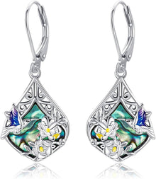 Kolibri Ohrringe Sterling Silber Abalone baumeln Ohrhänger