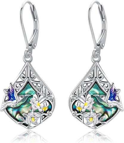Kolibri Ohrringe Sterling Silber Abalone baumeln Ohrhänger
