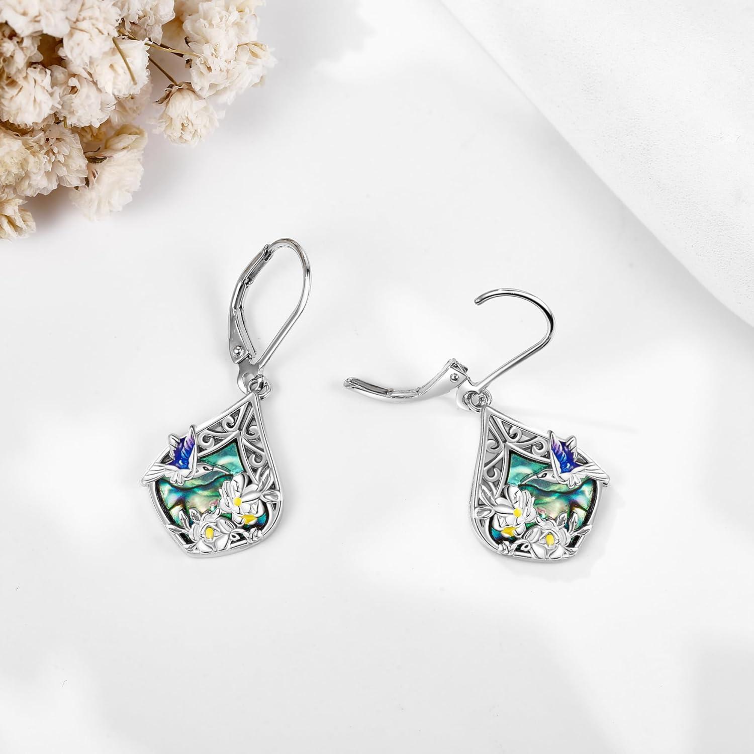 Kolibri Ohrringe Sterling Silber Abalone baumeln Ohrhänger