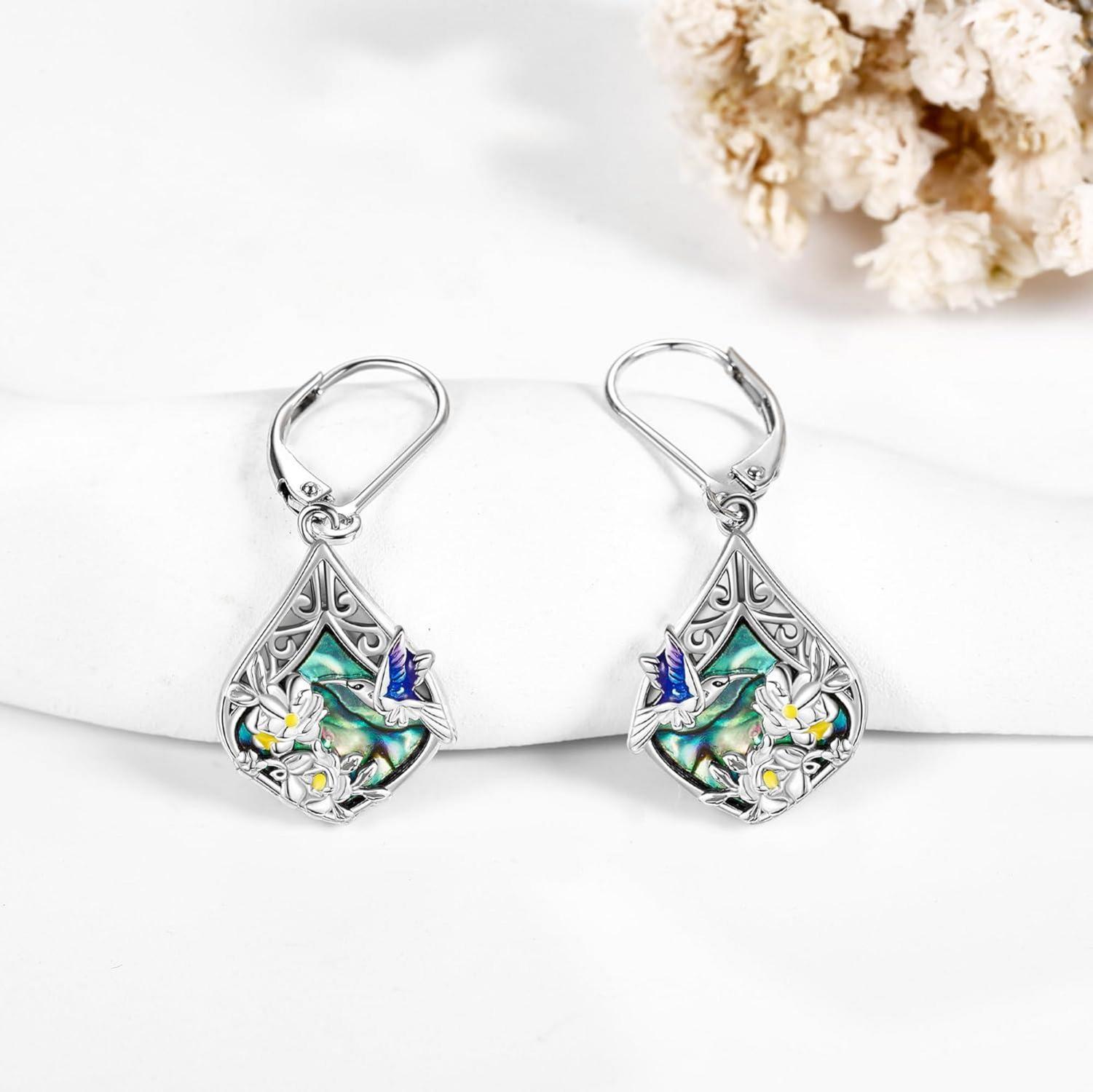 VONALA Kolibri Ohrringe Sterling Silber Abalone Baumeln Ohrringe