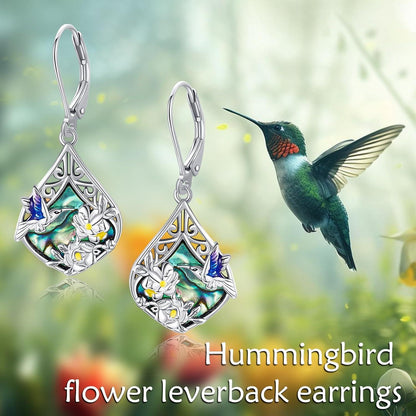 Kolibri Ohrringe Sterling Silber Abalone Leverback Geschenke