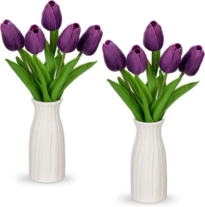 Künstliche Tulpen Blumen in Keramikvase, 30 cm, Deko Kunstpflanze