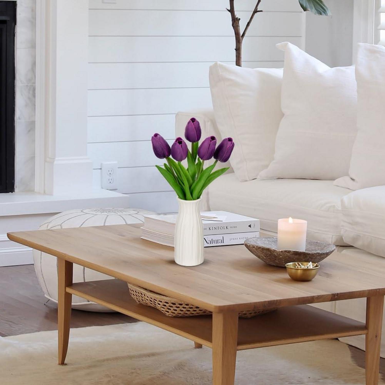 Künstliche Tulpen Blumen in Keramikvase, 30 cm, Deko Kunstpflanze