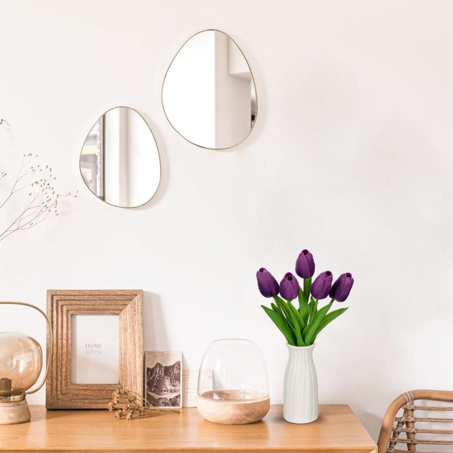 Künstliche Tulpen Blumen Höhe 30 cm mit Keramikvase Purple