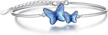 925 Sterling Silber Blau Kristall Delphin Schmetterling Armband