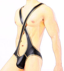 Wetlook Lack Leder Body Herren Sexy Jumpsuit Gay Party Fetish Wear