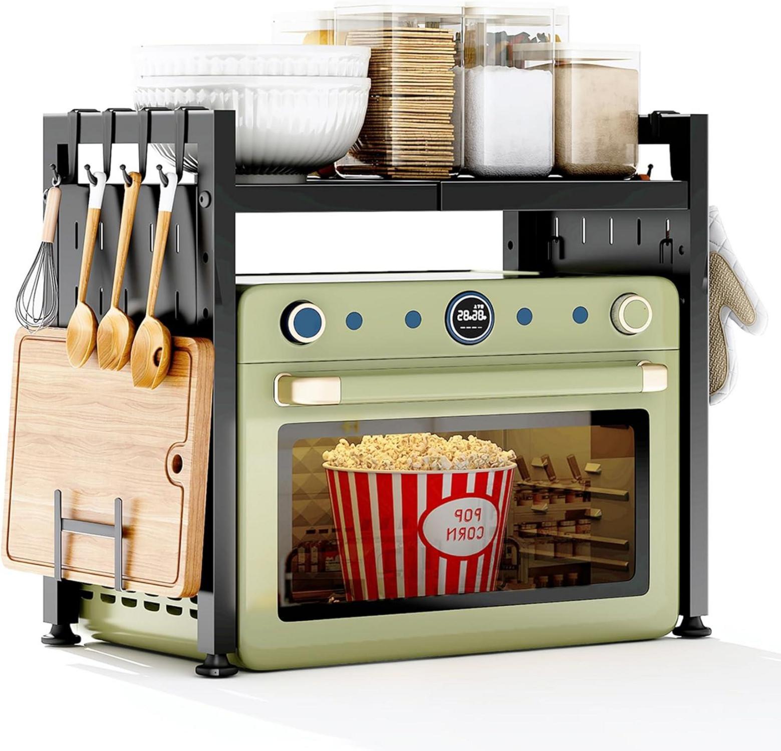 Mikrowellen Regal, Ausziehbar 40-70cm, 2-stufiges Organizer mit 10