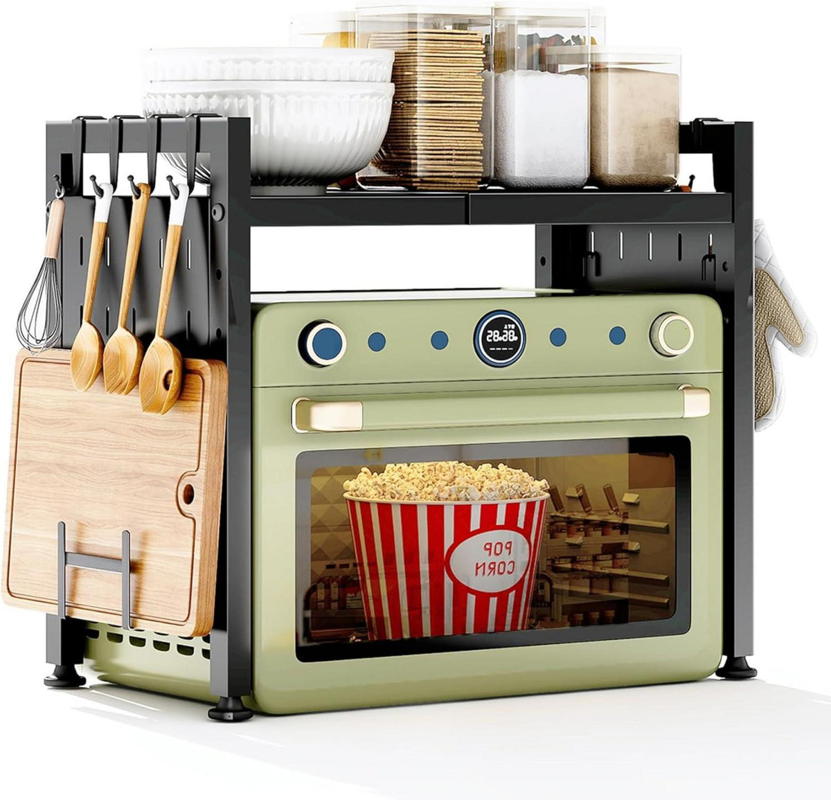 Mikrowellen Regal, Ausziehbar 40-70cm, 2-stufiges Organizer mit 10