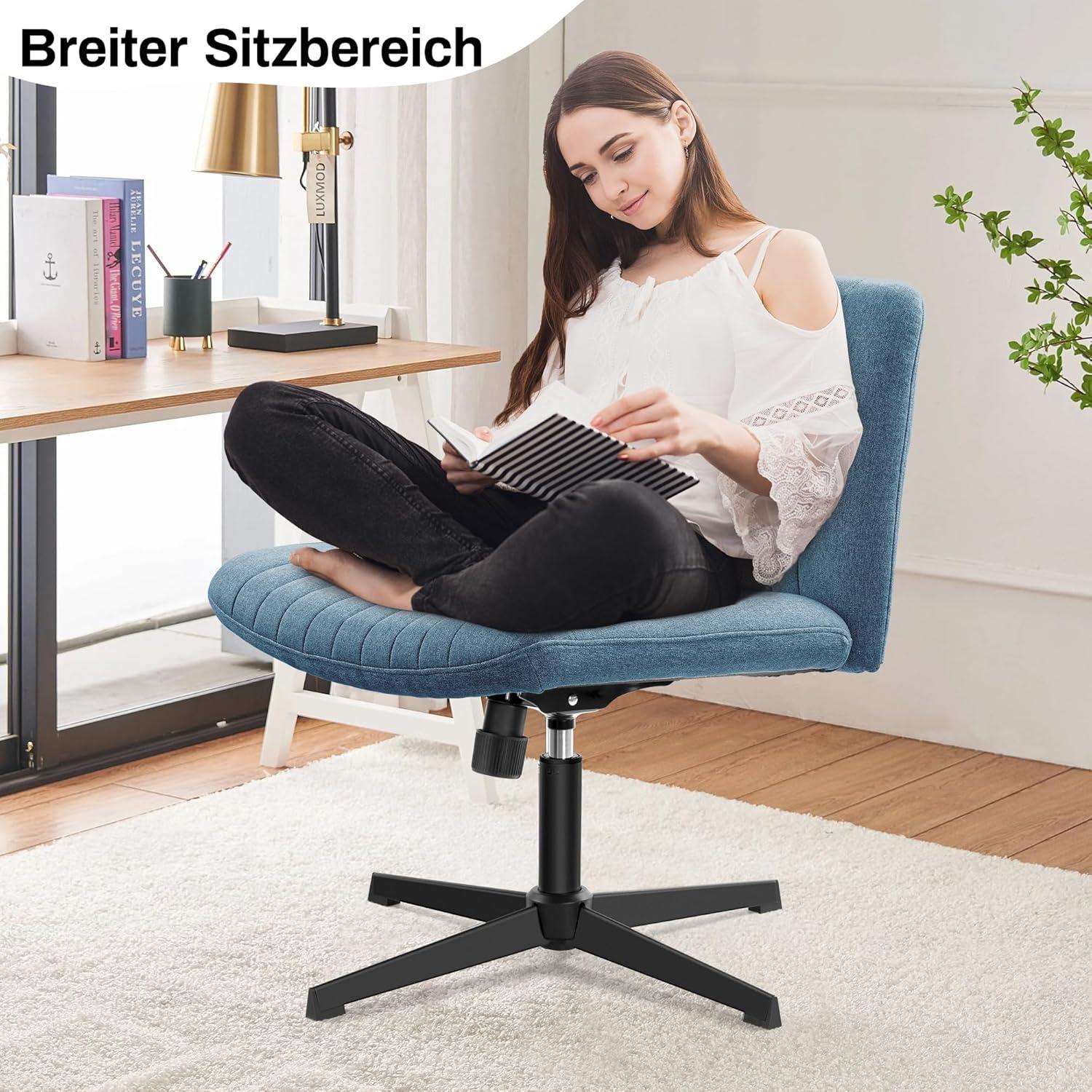 Bürostuhl ohne Rollen Schreibtischstuhl Armlehnen Schneidersitz - Höhenverstellbar & bequem
