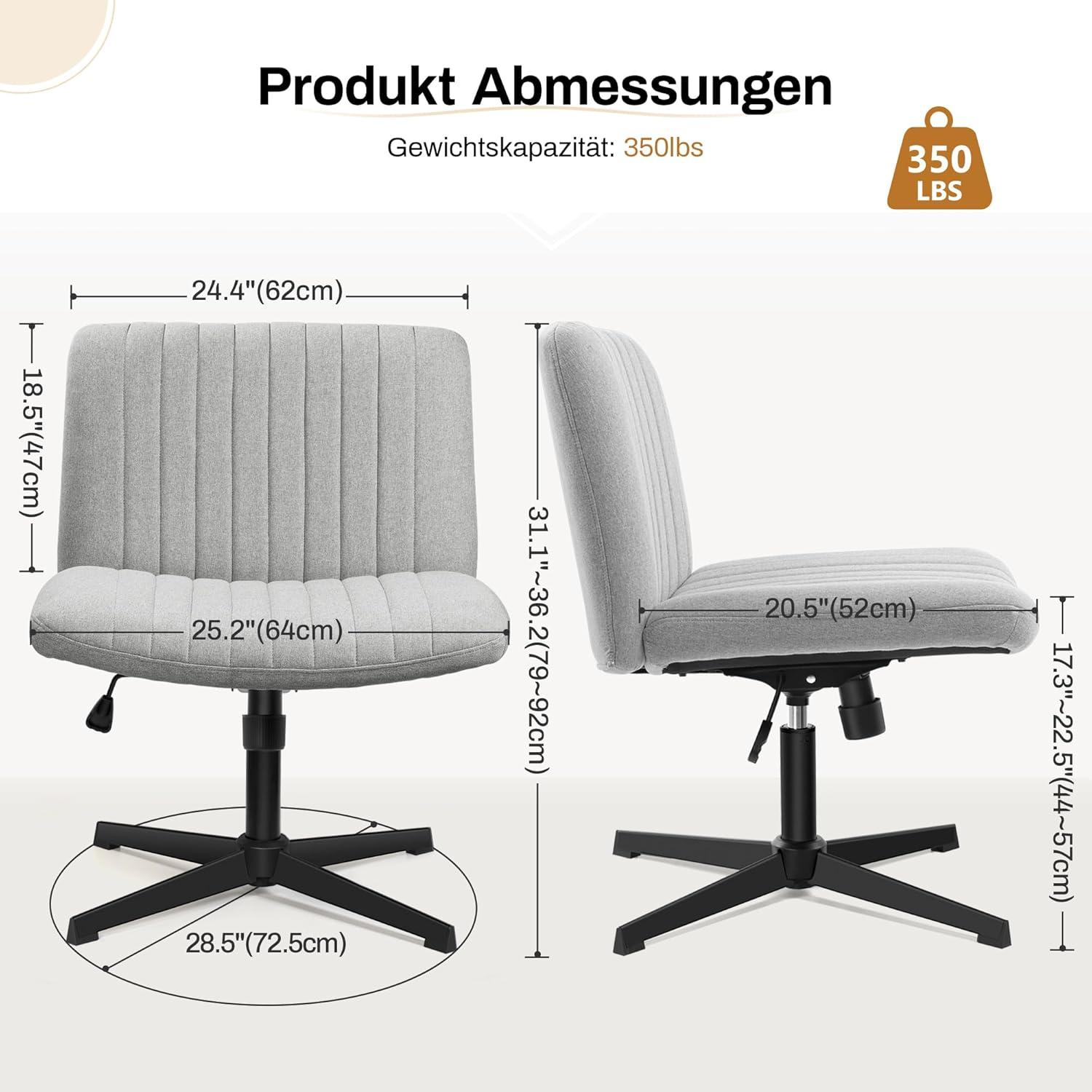 Bürostuhl ohne Rollen Armlehnen Lesesessel Sitzkissen höhenverstellbar