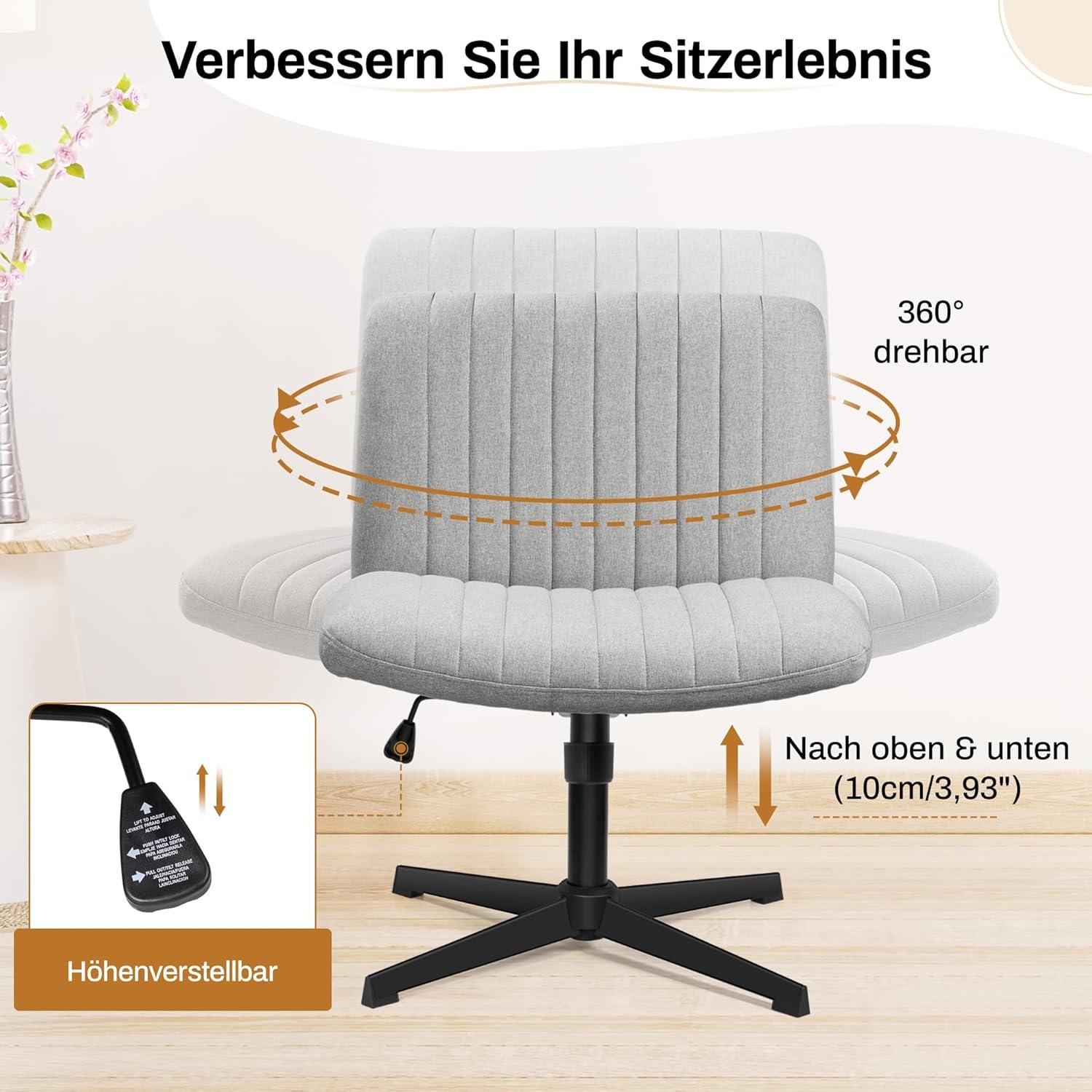 Bürostuhl ohne Rollen Sitzkissen Schreibtischstuhl Stoffpolsterung