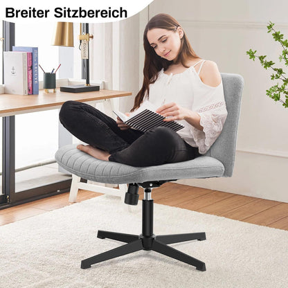 KERDOM Bürostuhl ohne Rollen Höhenverstellbarer Schreibtischstuhl Bequem mit Breitem Sitzkissen