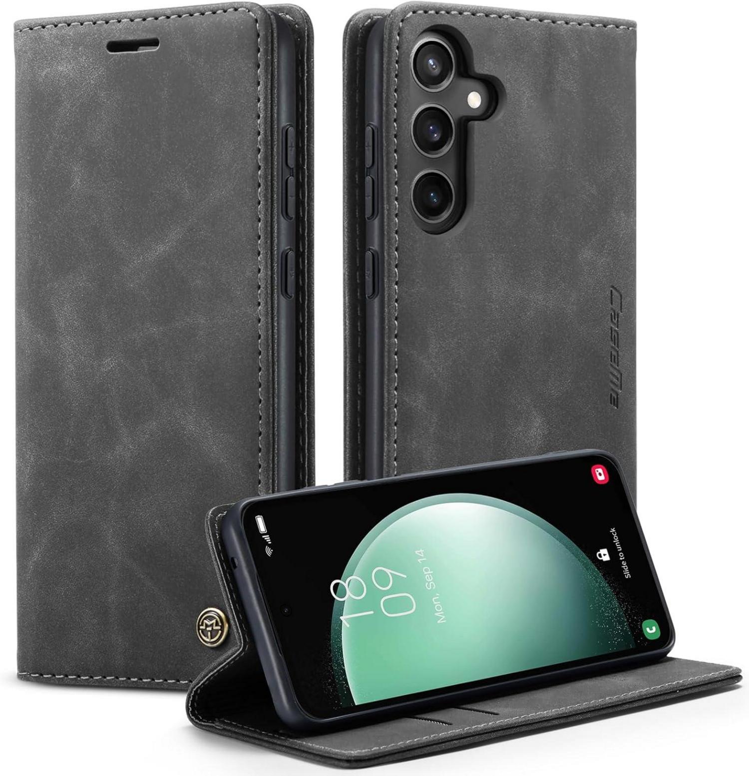 Samsung Galaxy S23 FE 5G Leder Handyhülle mit Magnet Standfunktion