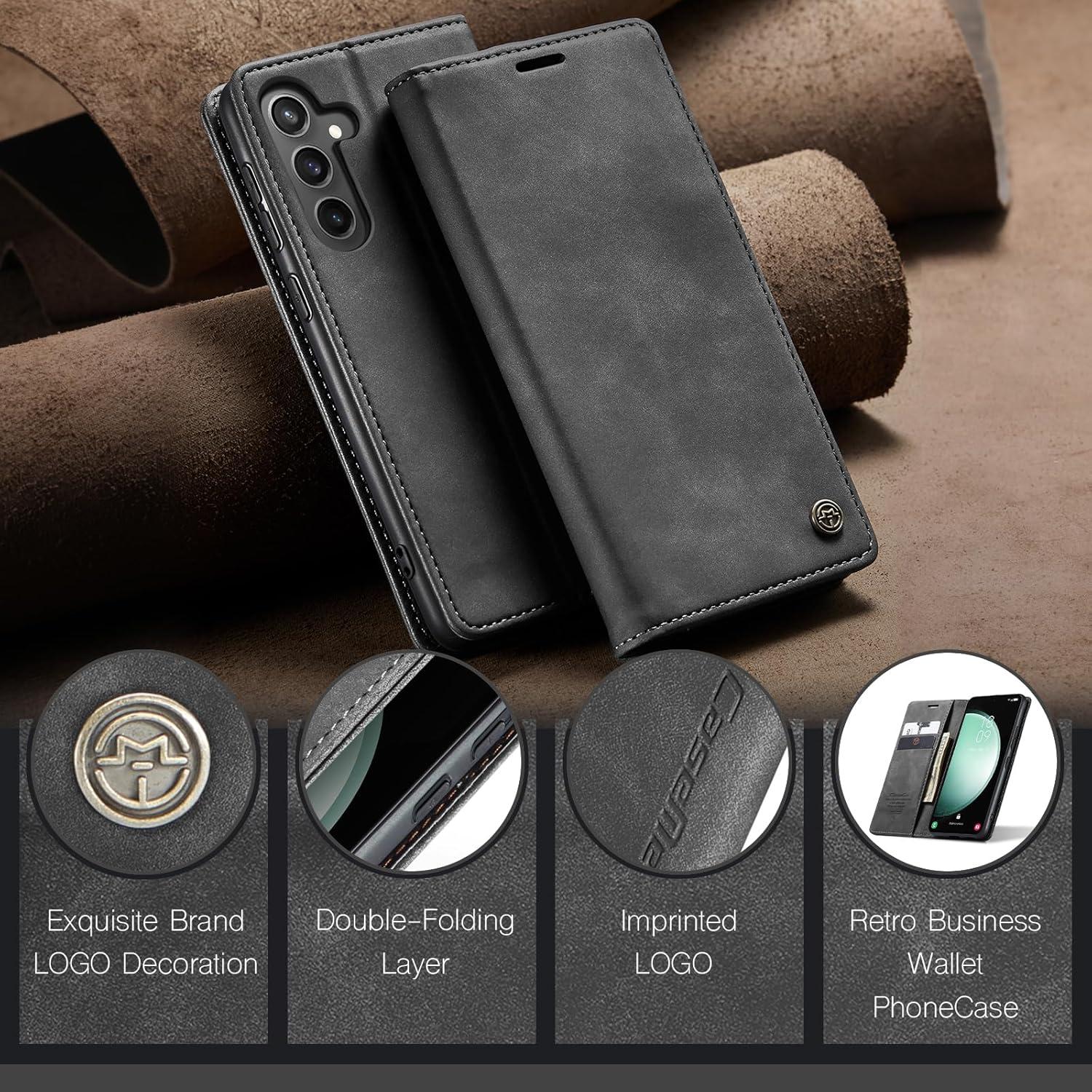 Handyhülle Samsung Galaxy S23 FE 5G Leder Flip Case Magnet Grau