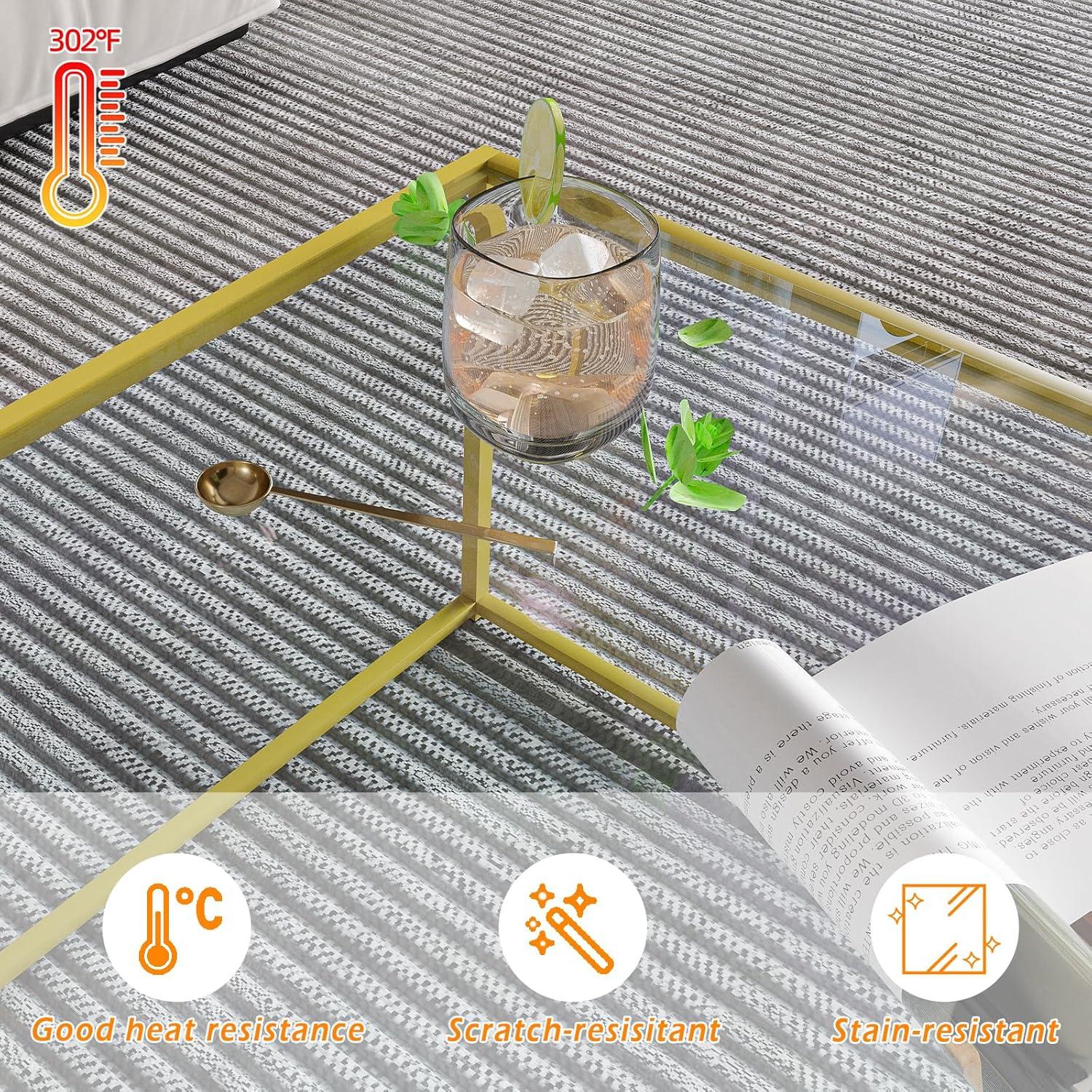 Moderner Couchtisch Glas 67x67 Beistelltisch Gold Metallgestell