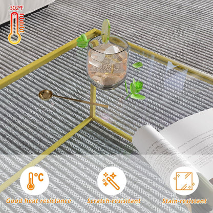 Moderner Couchtisch Glas 67x67 Beistelltisch Gold Metallgestell