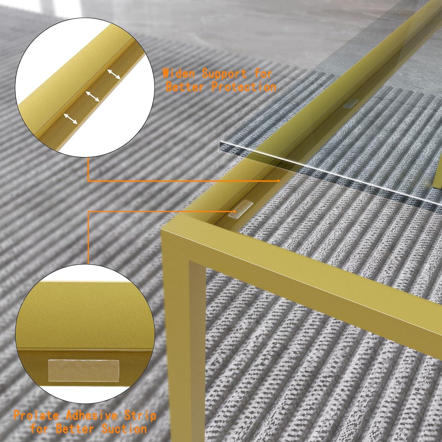 Couchtisch Glas quadratisch modern gold 67x67 inkl. Metallgestell