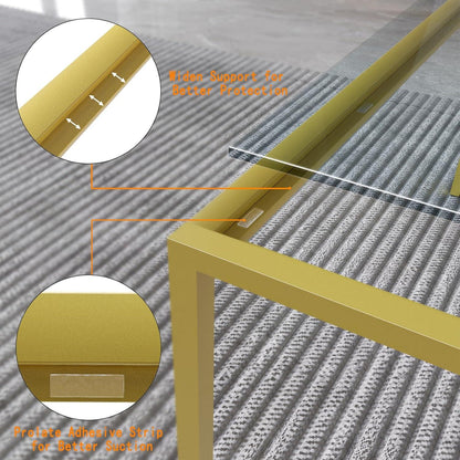 Couchtisch Glas quadratisch modern gold 67x67 inkl. Metallgestell