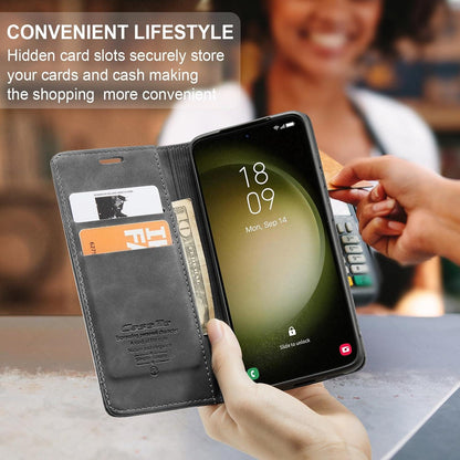 Samsung Galaxy S23 5G Handyhülle Premium Leder Klapphülle Grau